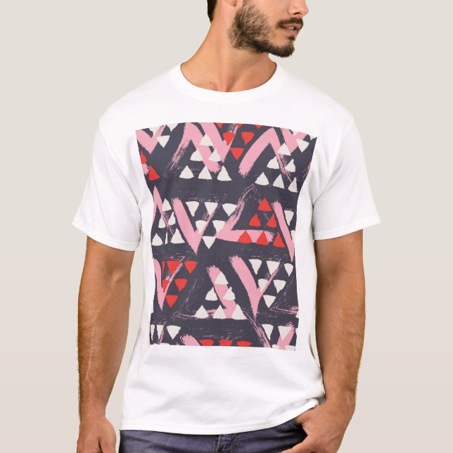 Handritad konstnärlig Visning i Mönster T Shirt (Framsida)