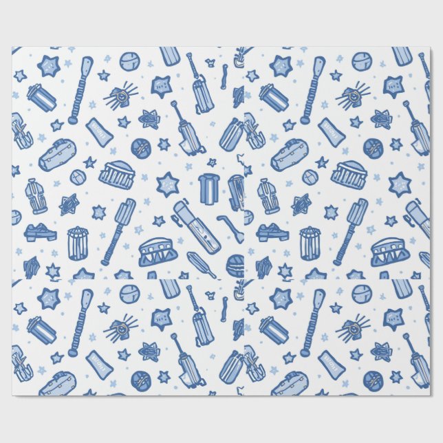 Handritad Kricket Doodle Sömlöst Mönster Roligt Sp Presentpapper (Platt)