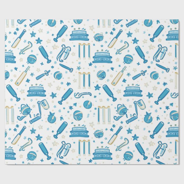 Handritad Kricket Doodle Sömlöst Mönster Roligt Sp Presentpapper (Platt)