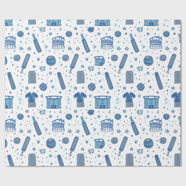 Handritad Kricket Doodle Sömlöst Mönster Roligt Sp Presentpapper (Platt)