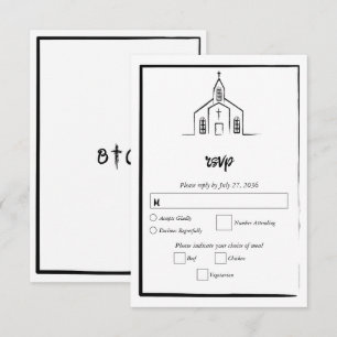 Handritad kyrka traditionell fantasifull bröllop OSA kort