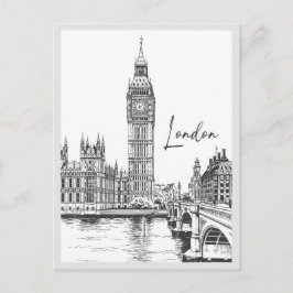 Handritad Landmärke för Londons Gatubild Vykort