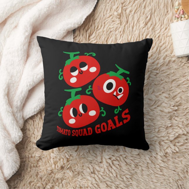 Handritad Lekfull Trio av Kawaii Tomatansikten Kudde (Filt)