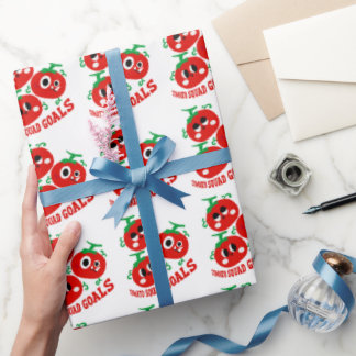 Handritad Lekfull Trio av Kawaii Tomatansikten Presentpapper