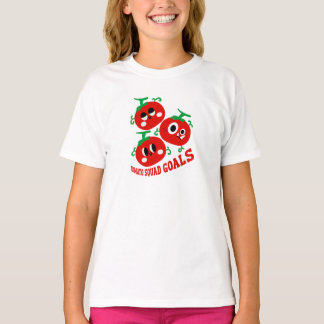 Handritad Lekfull Trio av Kawaii Tomatansikten T Shirt