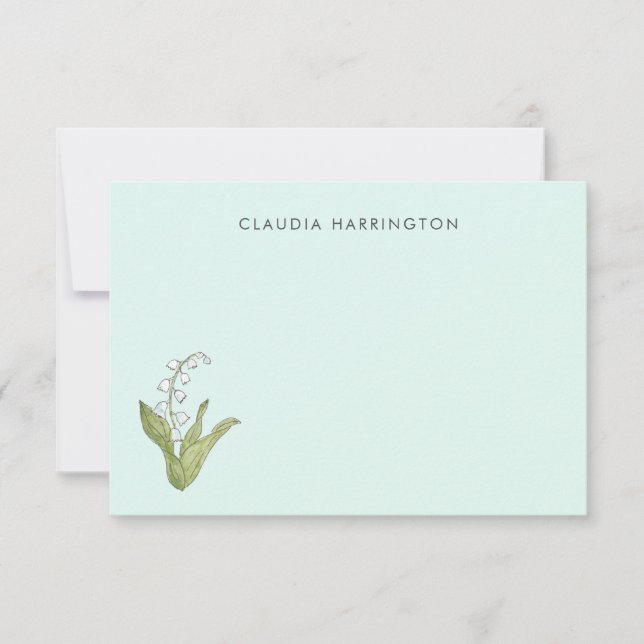 Handritad Liljekonvalj Vårens Vildblomma Tack Kort (Framsida)