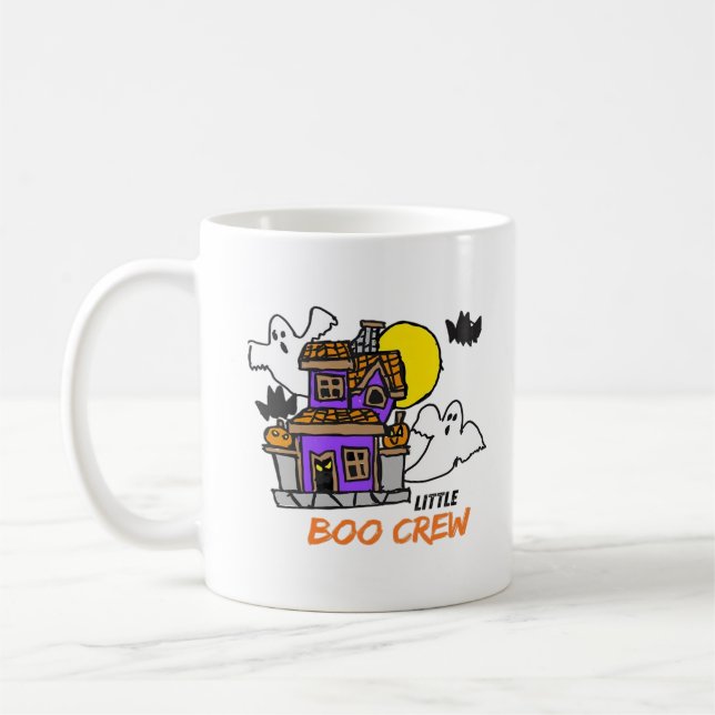 Handritad Little Boo Crew Halloween Kaffemugg (Vänster)