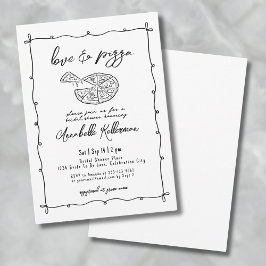 Handritad Love Pizza Whimsical Bröllopsdusch Inbjudningar