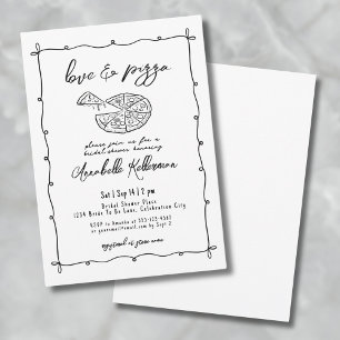 Handritad Love Pizza Whimsical Bröllopsdusch Inbjudningar