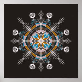 Handritad Mandala-klotter Konst Färgrik Boho Poster