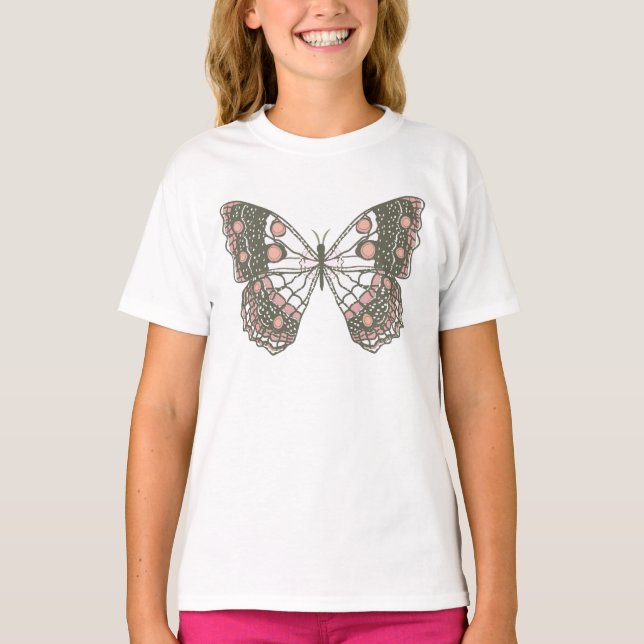 Handritad Mariposa-fjäril för flickor T Shirt (Framsida)