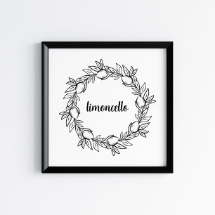 Handritad Medelhavs-inspirerad citronekranskonst Poster