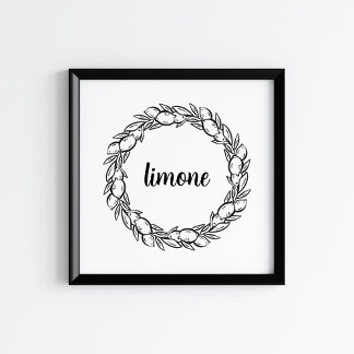 Handritad Medelhavsinspirerad Citronkrans Konst Poster