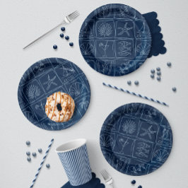 Handritad Medelhavsinspirerad Kustflisa Navy