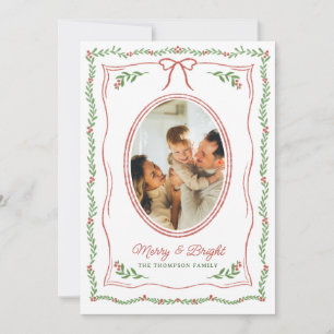 Handritad Merry & Bright Fotokollage Julkort