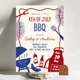 Handritad minimalistisk BBQ 4:e juli BBQ Inbjudningar