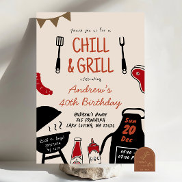 Handritad minimalistisk BBQ Chill och Grill födels Inbjudningar