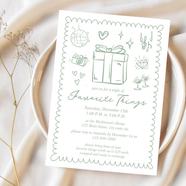 Handritad mintgrön favoritfestival inbjudningar (Skapare uppladdad)
