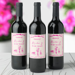 Handritad möhippa för band för återrullning av ros vinflaska etikett