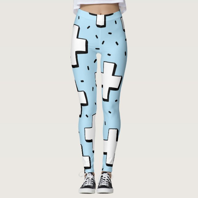 Handritad Mönster med plustecken. Leggings (Framsida)