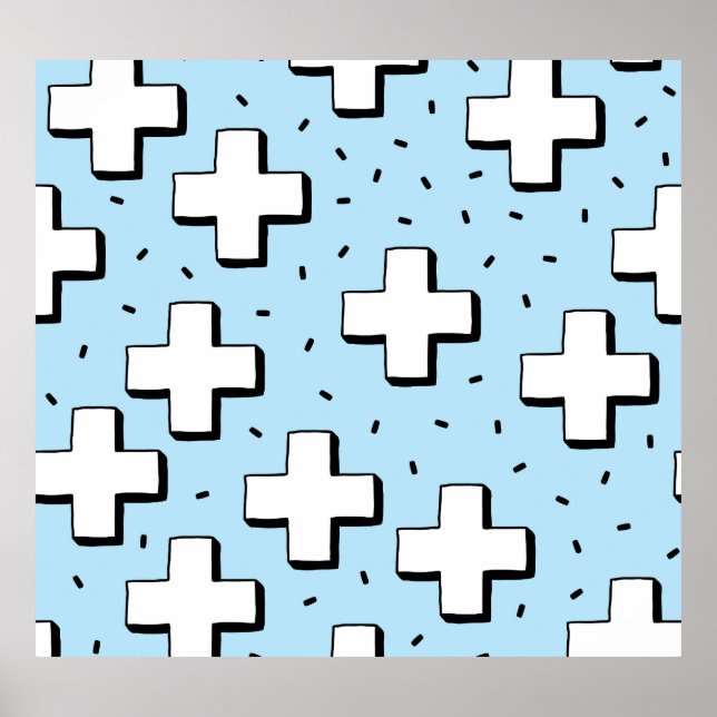 Handritad Mönster med plustecken. Poster (Framsidan)