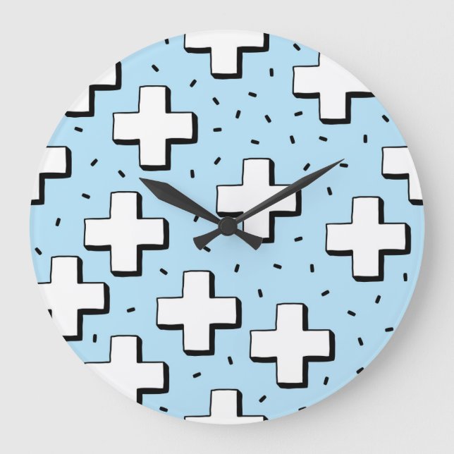 Handritad Mönster med plustecken. Stor Klocka (Framsida)