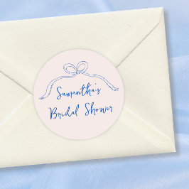 Handritad Något Blått Bröllopsdusch Runt Klistermärke