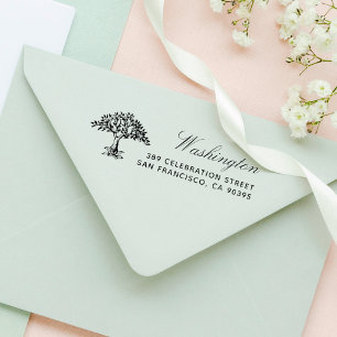 Handritad Namn-Returadress för Träd-familjen Självfärgande Stämpel
