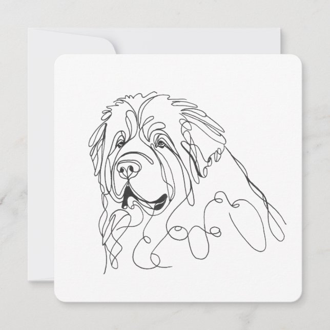 Handritad Newfoundland Minimalistisk Linjearbetnin Inbjudningar (Framsida)