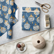 Handritad nordisk folkkonst presentpapperrulle  