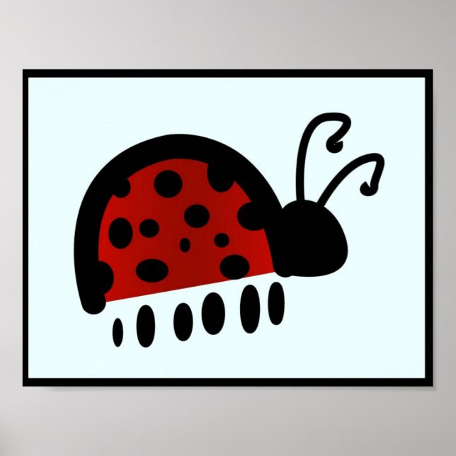 Handritad Nyckelpiga Natur Art Poster (Framsidan)