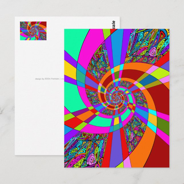 Handritad och digitalt målad mönsterkonst 3 vykort (Fram/baksida)