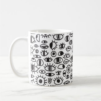 Handritad Ögon: Dålig, sömlös bakgrund. Kaffemugg