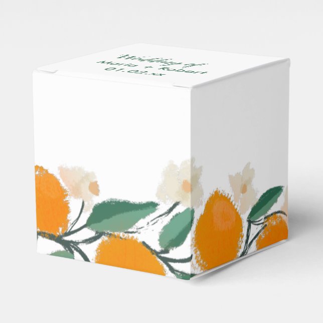 Handritad Orange Botanisk Abstrakt Bröllopsdusch Presentaskar (Framsidan Sidan)