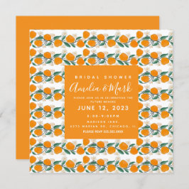 Handritad Orange Möhippa för botanisk Abstrakt Inbjudningar