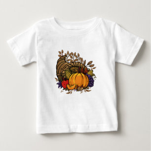 handritad överflödshorn illustration Thanksgiving T Shirt