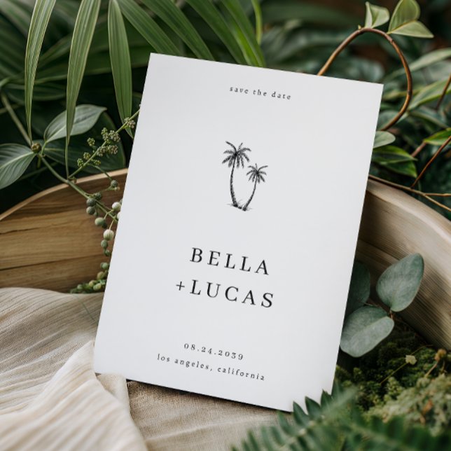 Handritad Palmkrona Tropisk QR-kod Bröllop Spara Datumet (Skapare uppladdad)