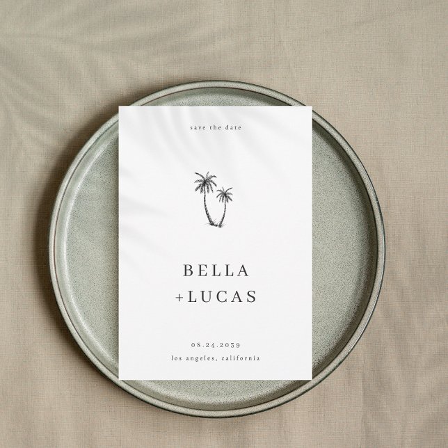 Handritad Palmträd Tropisk QR-kod Bröllop Spara Datumet (Skapare uppladdad)