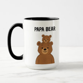 Handritad Pappa Björn och Bebis Björn Kaffe Mugg