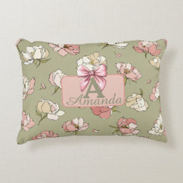 Handritad Peony Mönster accent Pillow Prydnadskudde