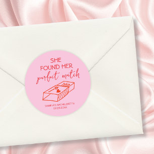 Handritad perfekt match rosa & röd möhippa runt klistermärke