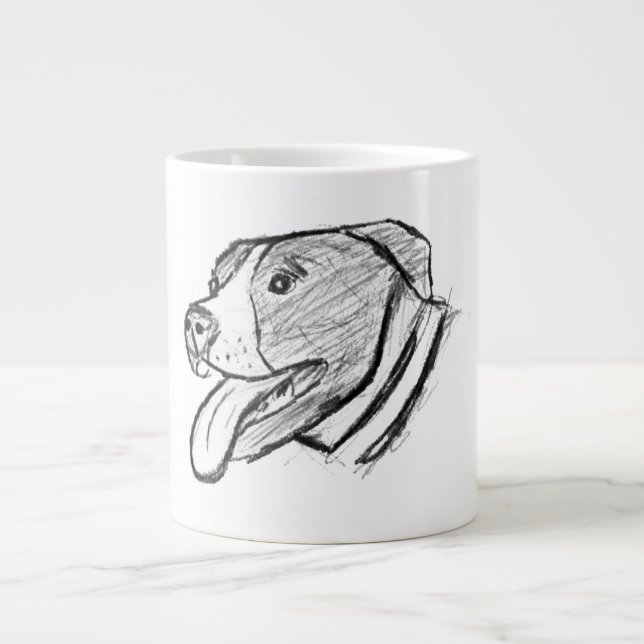 handritad pitbull fotohund djurälskare jumbo mugg (Framsidan)