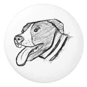 handritad pitbull fotohund djurälskare knopp