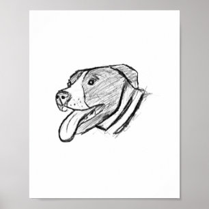 handritad pitbull fotohund djurälskare poster