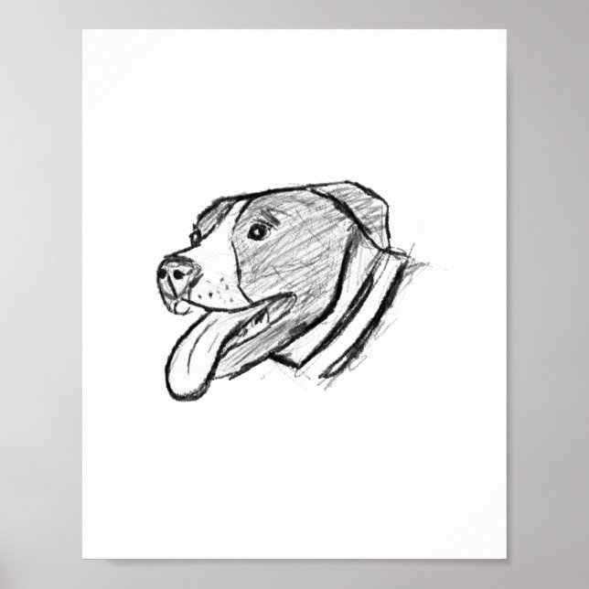 handritad pitbull fotohund djurälskare poster (Framsidan)