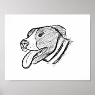 handritad pitbull fotohund djurälskare poster
