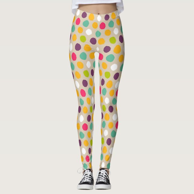 Handritad polarprick mönster leggings (Framsida)