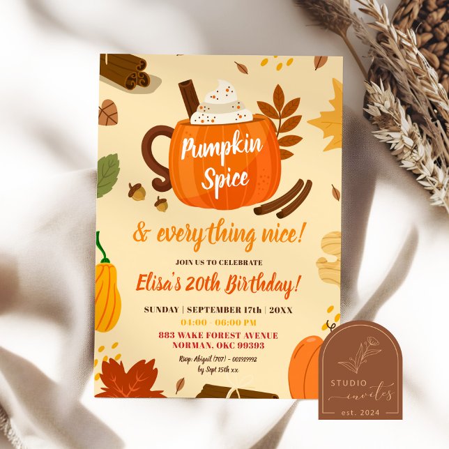 Handritad Pumpkin Spice och allt fint party Inbjudningar (Skapare uppladdad)