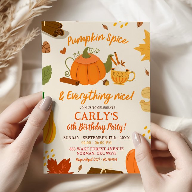 Handritad Pumpkin Spice och allt fint party Inbjudningar (Skapare uppladdad)