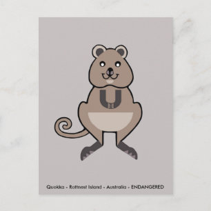 Handritad QUOKKA -Pungdjur - Utrotningshotad djur Vykort